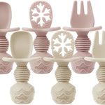 PandaEar 4 Pack Silicone Baby Spoons Forks Feeding Set, Toddler Utensils Baby Led Weaning Supplies, First Stage Baby Spoon Self Feeding 6 Months Old Baby Essentials