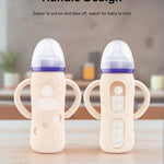 ZCH 4-Pack Silicone Sleeves for Lansinoh Glass Bottles, BPA-Free Drop-Resistant Baby Bottle Sleeves with Handles, Compatible with Lansinoh Anti-Colic Glass Baby Bottles (8 oz)