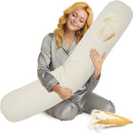 Leinuosen Organic Kapok Full Body Pillow 54" x 9" Long Tube Roll Bolster for Adults, Adjustable Height Firm Support for Side Sleeping, Pregnant Women, Kapok Filling