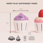 Le Toy Van - Adorable Honeybake Petit Four Cupcakes | Childrens Wooden Food Pretend Toy Cakes | Birthday Cake Or Afternoon Tea Role Play Toy (TV331)