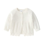 Knitted Baby Girls Cardigan Sweater Toddler Knit Crochet Button Closure Cardigan Top Outwear White