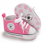 KKIIDDSS Unisex Baby Girls Boys Canvas High-top Shoes, Newborn Infant Anti-Slip Soft Sole Frist Walking Sneakers (A01/Pink,6-12 Months)