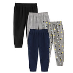 GLASH Kids Toddler Sweatpants, 4-Pack 3T Boys Fleece Joggers Black/Grey/Triangle/Navy