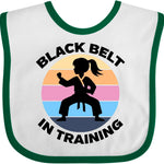 inktastic Girls Karate Black Belt in Training Baby Bib