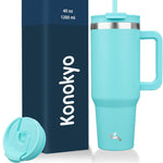 30 oz Tumbler with Handle and 2 Straws,2 in 1 Lid Insulated Water Bottle Stainless Steel Travel Coffee Mug,Blue Haze