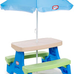 Little Tikes Easy Store Jr. Picnic Table with Umbrella - Blue / Green