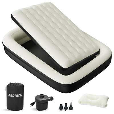 Abdtech Inflatable Toddler Travel Bed - 60 Inches Portable Toddler Air Mattress with Four Safety Sides - High-Speed Pump and Carry Bag - Comfortable Mattress & Easy to Inflate and Deflate - Black