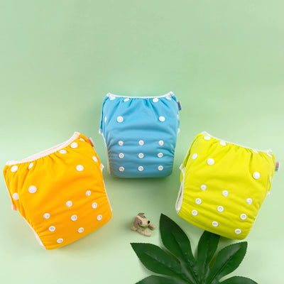 ALVABABY Baby Swim Diapers 3pcs Large Size Reuseable Washable & Adjustable for Swimming Lesson & Baby Gifts Yellow Orange Blue3ZSWY19