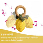 Wooden Baby Rattle Toys Stuffed Crochet Rattle with Teether Ring for Newborn Babies Fruit Wooden Teether Toy Infant Toddler Handcrafted Crochet Rattles Cute Shower Gifts for Boy and Girls