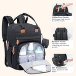 BabbleRoo Diaper Bag Backpack - Baby Essentials Travel Tote - Multi Function Waterproof Diaper Bag, Travel Essentials Baby Bag with Changing Pad, Stroller Straps & Pacifier Case - Unisex, Black