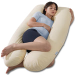 QUEEN ROSE Pregnancy Pillow, U Shaped Full Body Pillows for Sleeping Support, 55 Inch Maternity Pillow for Pregnant Women, Creamy