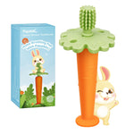 Papablic Baby Toothbrush Teether, 360° Carrot Toothbrush Teething Toy with Suction Base, Easter Gift Travel Essentials for Toddler Infants 6-12 Months