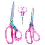 SCAIKTIG Acrylic Scissors Set, Office Scissors for Desk Heavy Duty, Pink Clear Comfort-Grip Handles and Titanium Coated Blades, Sharp Scissors all Purpose for Sewing, Art, Craft, School, Home Supplies