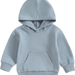 Toddler Baby Boy Girl Hoodies Solid Color Long Sleeve Kangaroo Pocket Hooded Sweatshirt Top Fall Winter Clothes