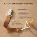 Baby Pacifier Clip Holder - Girl or Boy Unisex 4 Pack Gift Set – Neutral Modern Checker Stripes Gingham Plaid Herringbone Chevron Blue Green Gray Beige