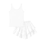 PATPAT Girls Skirt Sets Size 11-12, White Crop Tank Tops + Pleated Skirts with Built in Shorts 2 Piece Outfits, Tween Girls Trendy Clothes Y2K Outfits Streetwear