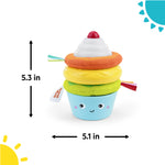 Bright Starts Treat Tower Stacking Toy with Teether in Cupcake and Donut Shapes, Develop Fine Motor Skills, Unisex, 6 Months+