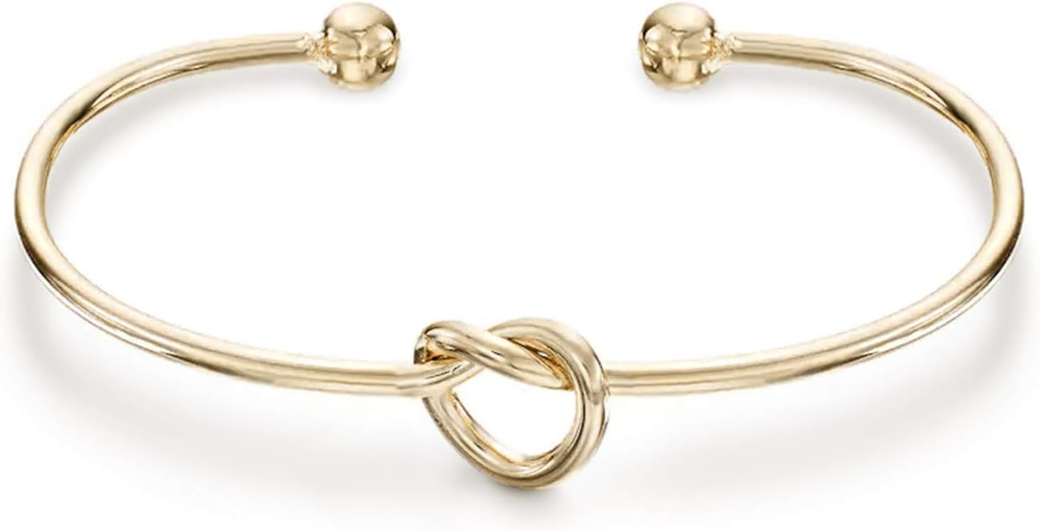 PAVOI 14K Gold Plated Forever Love Knot Infinity Bangle Bracelets for Women | Adjustable Gold Bangle Bracelet for Women