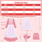Meland Pioneer Dress for Girls - Colonial Floral Costume with Bonnet, Apron & Purse, Pionner Outfit for Girls 3-12 Years