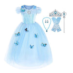 SNOWLION Princess Elsa Costume for Little Girls Toddler Princess Dress Up with Accessories Cinderella Cosplay Queen Snow (Blue, 4-5 Years)