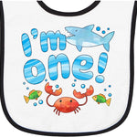 inktastic I'm 1 First Birthday Shark and Crab Baby Terry Cloth Bib