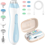 ODIFORGOO Baby Nail Trimmer Electric Baby Nail File,USB Charging 15 in 1 Nail Clippers kit with Dust Cover LED Light,Trim Buffer Kit for Newborn Infant Toddler or Adults Toes Fingernails Care（Blue）