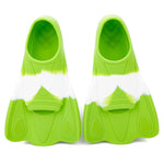Kids Swim Training Fins, Comfortable Silicone Short Fins for Lap Swimming Flippers, Travel Size Flipper for Kids with Mesh Bag