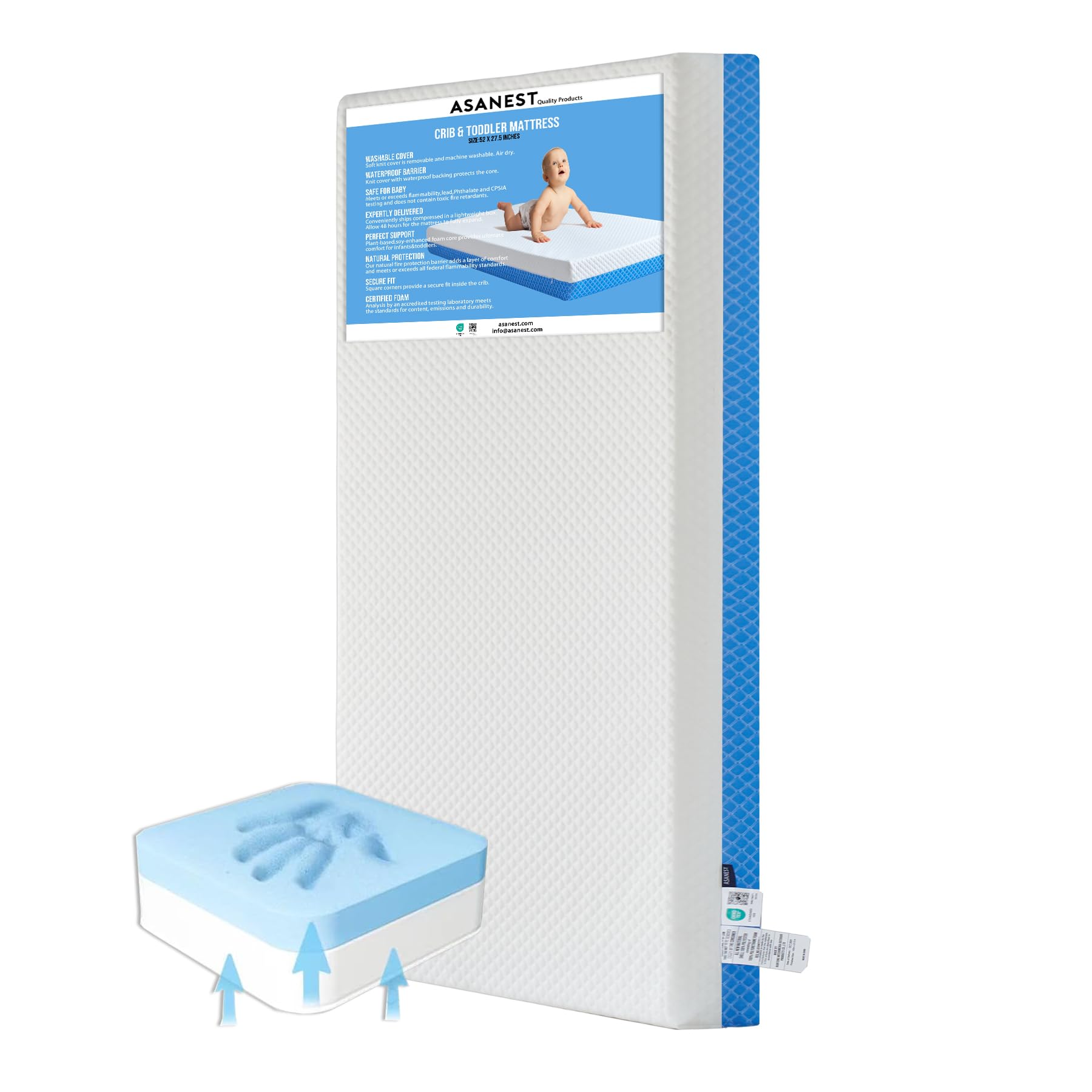 ASANEST Dual Sided Comfort Gel Memory Foam,Breathable Baby - Baby