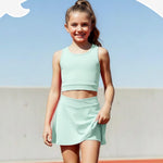 PATPAT Girls Skirt Sets Size 7-8 Years, Mint Green Crop Tank Tops and Elastic Waisted Skorts 2 Piece Outfits, Girls Workout Outfits, Activewear Athletic Sets Summer Clothes