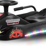 36V Electric Drift Go Kart for Kids Ages 8-14 Years Old, Ride On Car for Kids with Brushless Motor, High/Low Speed, LED Lights, 3-Speed Adjustable, Ride On Toy (Black)