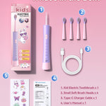 JTF Kids Electric Toothbrush, 5 Gentle Modes with Smart Timer for Ages 3-12