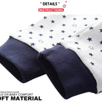 Unisex Newborn Baby Cotton 4-Pack Pants Embroidery Pringting Casual Leggings 0-24 Months for Boys and Girls Darkblue