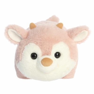 Aurora® Festive Spudsters™ Pinkee Reindeer™ Stuffed Animal - Round Shape Makes for Comforting Cuddles - Perfect for Holiday Decorations or Gifts - Pink 11.5 Inches