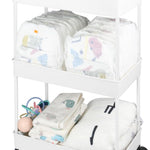 Baby Diaper Caddy, Plastic Movable Cart for Newborn Nursery Essentials Diaper Storage Caddy Organizer for Changing Table & Crib, Easy to Assemble, Beige