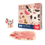 Toi 6 Packs Large Piece Toddler Jigsaw Puzzles for Kids Aged 2.5+, Animal Shaped Floor Puzzles for Beginner, Preschool Learning Game for Boys Girls, Farm Animals