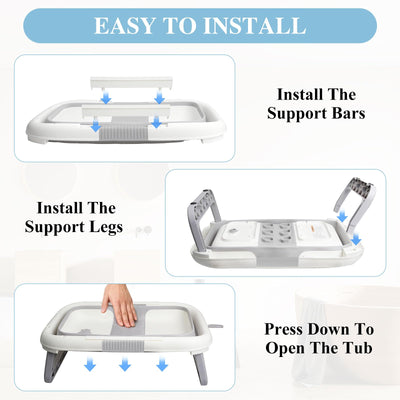 EverKiddo Collapsible Baby Bathtub with Newborn Sling, Baby Bath Tub with Quick Drainage Design, Infant Bathtub for Newborns to Toddlers (0-24 Months) (Grey)
