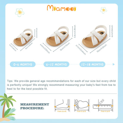 Miamooi Infant Baby Girls Boys Sandals Summer Bowknot Crib Shoes Toddler Pu Leather Flower Soft Rubber Sole Dress Flats First Walker Shoes
