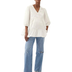 GAP Womens Maternity Poplin Tier Top New Off White 2 L