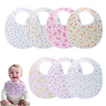lazyrhino Soft and Absorbent Baby Bibs,Flower Pattern,Adjustable,unisex,Pack of 7 (multi02)
