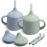 Moonkie Silicone Baby Sippy Cups | 3 Stages Training Cup Straw Cup for Infants Toddlers and Kid | 4 oz 1Pack