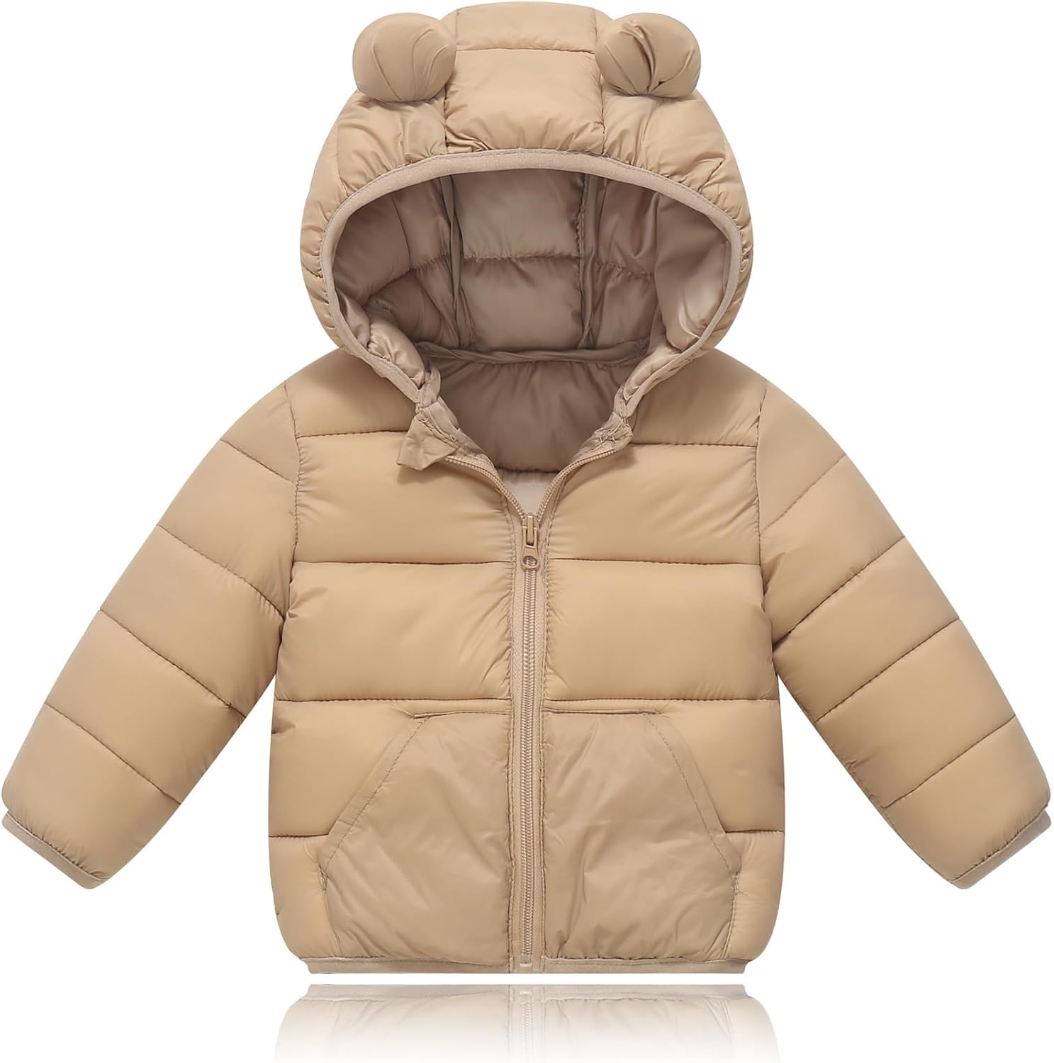 Baby Hooded Down Jackets Coat Light Boy Coats Toddler Bear Ears Zipper Up Down Coats Outwear 6M-4T