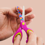 Kids Scissors 3 Pack - 5" Safety Blunt Tip With Comfort Handles, Floral Print Blades and Soft Grip - For School, DIY, Home, Classroom Use, Crafting and Cutting Paper