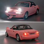 Guarsiliymi 1:24 Scale Car Model Compatible for Collectible MX-5 Toy Vehicle, Zinc Alloy Pull Back Toy Car with Sound and Light for Kids Adults, Birthday Gift Pink