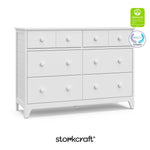 Storkcraft Moss 6 Drawer Dresser (White) – GREENGUARD Gold Certified Nursery Dresser, Safety-Focused Interlocking Drawer System, Chest of Drawers for Bedroom, Wood Craftsmanship