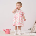 pureborn Baby Girls Woven Dress Short Sleeve Cotton Playwear Dresses Peach 0-3 Months