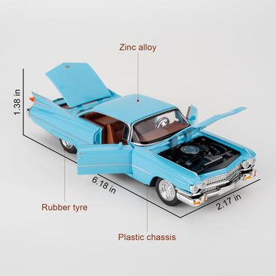 WAKAKAC Model Car 1/32 Eldorado Biarritz Series 62 Toy Car, Pull Back Diecast Collectible Car Toy with Sounds＆Lights for Kids Boys Girls and Adults, Gift Blue
