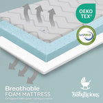 Babylicious Waterproof Pack and Play Mattress Pad - 38" x 26" | Roll Up Style - Breathable Soft Memory Foam - Portable Mattress Topper- Baby Foam Mattresses for Babies - Includes Easy Carry Buckle
