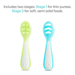 Munchkin® Gentle Dip™ Baby Spoons for Self Feeding and Baby Led Weaning, 3 Pack, Blue/Green