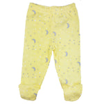 123 Bear 100% Cotton Baby Pants with Footies 100% Cotton Unisex Boys Girls (Newborn, 2-Pack Lemon)