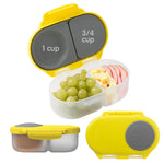 b.box Snack Box - Leakproof Mini Bento Box for Kids & Toddlers, 2 Compartment Snack Containers for Kids, Lunch Containers, Dishwasher Safe, BPA Free, PFAS Free, Ages 4m+, 1 3/4 Cup - Lemon Sherbet